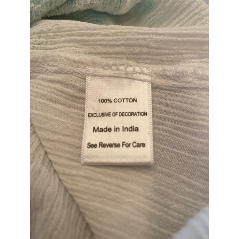 Sun Bay Cotton Top White Crinkle 3/4 Sleeve Tunic Chenille Palm Size P XL - Picture 8 of 12